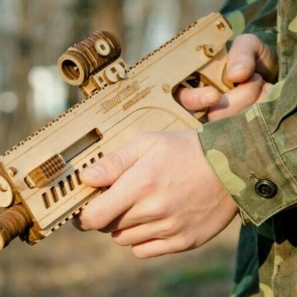3d puzzle Assault gun Wood Trick mechanic rifle - Picture 3 of 4
